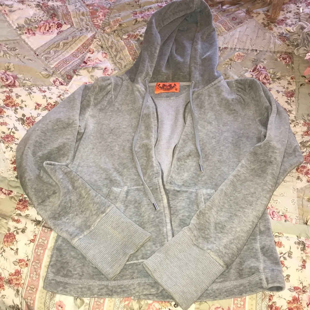 Grey velour hoodie